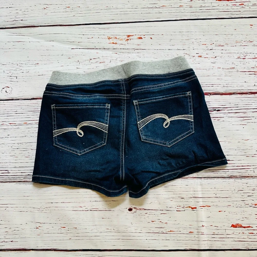 Justice Blue and Gray Jean Shorts with Drawstring Waist
